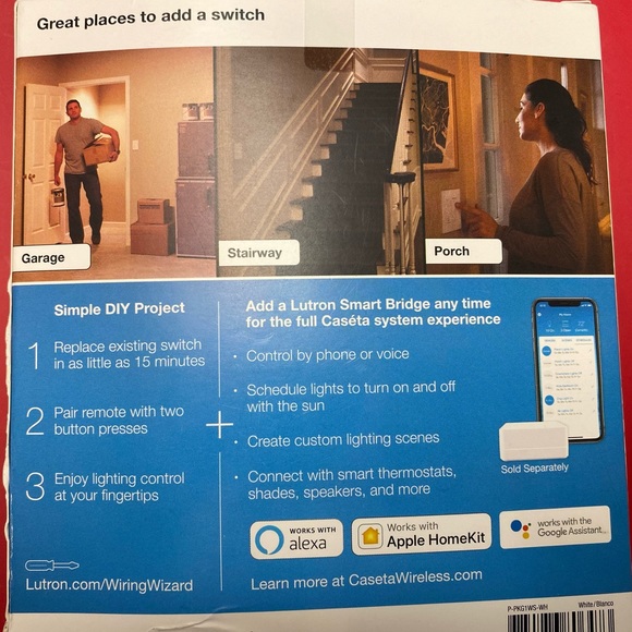 NEW: Lutron Caseta Wireless Switch and Remote. Sells for $70 at Lowes. - Picture 2 of 5